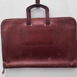Vintage Cowhide Saddle Leather Briefcase Document Bag